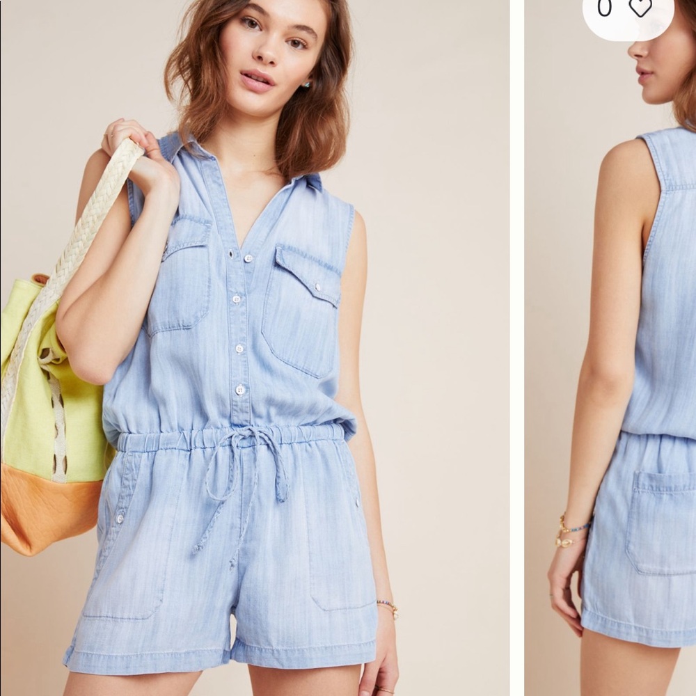 Prana chambray shorts romper size Medium